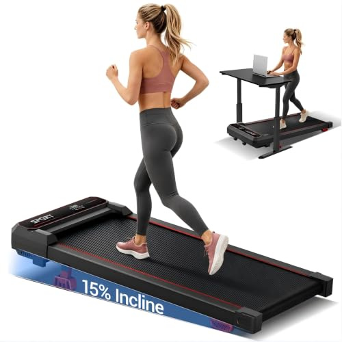 3-Level Vibration Modes Walking Pad with Incline, Under Desk Treadmill | 3.0HP motor, up to 8KM/H, fits under sofas, dual silicone shock pads, quiet 8-point cushioning,supports up to 120KG.