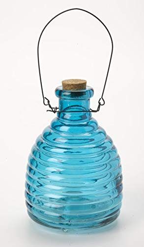 Large Glass WASP & INSECT CATCHER/WASP TRAP - Garden Pest Control - 17cm (BLUE)
