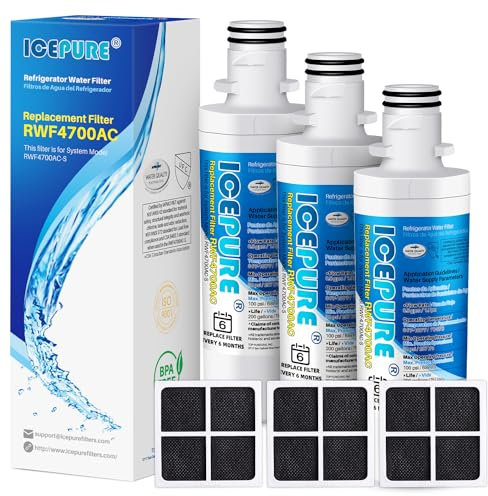 ICEPURE LT1000P Kühlschrank Wasserfilter und Luftfilter kompatibel mit LG LT1000P, LT1000PC, MDJ64844601, Kenmore 46-9980, 9980, ADQ74793501, ADQ74793502 und LT120F Combo weiß,3 Stück