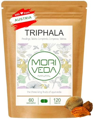 MoriVeda® Triphala pellet 1000mg I Vegan I da frutti reali ayurvedici Amla, Hiritaki e Bibhitaki I prodotto naturale di qualità I 120 pellet