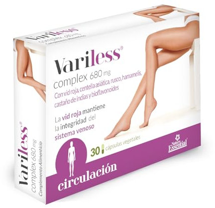 Nature Essential | Variless Complex 680 mg | con Vid Roja, Centella Asiática, Bioflavonoides, Rusco, Castaño de Indias y Hamamelis | 30 Cápsulas