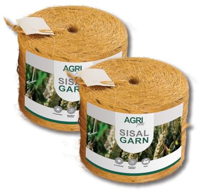 AGRI plus Sisal Bindegarn I 2 Stück = 2700 m I Stärke 150 m/kg I Nachhaltiges Garn für Rundballen-Pressen I Erntegarn für eine sichere Befestigung I Witterungsbeständig, robust & reißfest