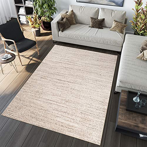 TAPISO Sari Teppich Kurzflor Modern Design Teppiche Beige Creme Meliert Verwischt Wohnzimmer Schlafzimmer ÖKOTEX 300 x 400 cm