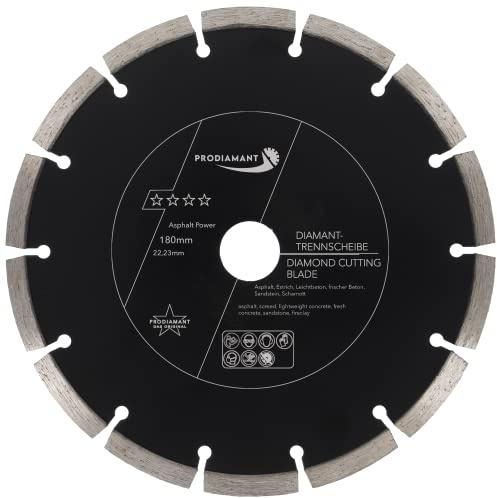 PRODIAMANT Disco de corte diamantado 180 mm x 22,2 mm abrasivo para asfalto, solado, hormigón ligero, hormigón fresco, arenisca y arcilla refractaria