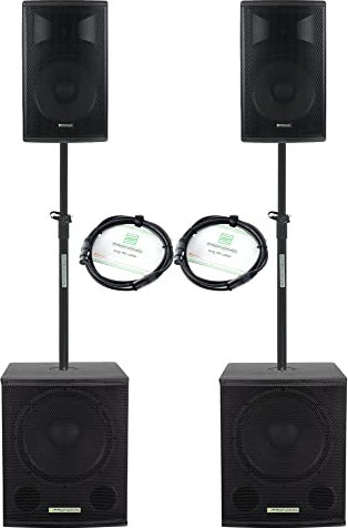 Pronomic Powerstage Economy 1510 2.2 - Set PA Activo con 2X subwoofer de 15 y 2X satélites de 10 - 800 vatios de Potencia Total (RMS) - Incluye Tubos de separación y Cables XLR