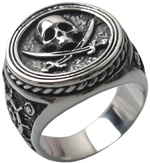 VELESAY Anillos Hombre Acero Inoxidable Anillo Vintage Gótico Calavera Anillo Punk Rock Skull Anillo Biker Cráneo Anillo Calavera Mujer Anillos Joyería Hombre Calavera Anillos