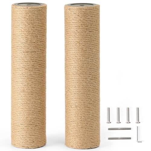 FUKUMARU 2 Confezioni di Ricambio per Palo Tiragraffi, 37cm x 9cm, Colonna tiragraffi in Corda di Iuta Naturale con Viti M8,Adatto per Vari Tiragraffi di FUKUMARU