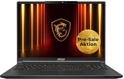 MSI Stealth A16 AI+ Gaming-Laptop, 16 QHD+ 240 Hz OLED Display, AMD Ryzen™ AI 9 HX 370, NVIDIA GeForce RTX 5070 Ti, 32 GB LPDDR5X, 2 TB SSD, Windows 11 Home, QWERTZ Tastatur, A3XWHG-044