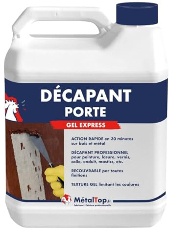 Metaltop Decapant Porte - 5 L Formule gel pour décaper vernis et peinture pour une belle rénovation
