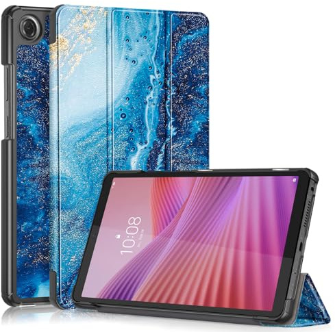 TOPCASE Magnetic Slim Case Compatible with Lenovo Tab One 8.7 inch Tablet Tri-Fold Cover with Stand Function,Sea Wave