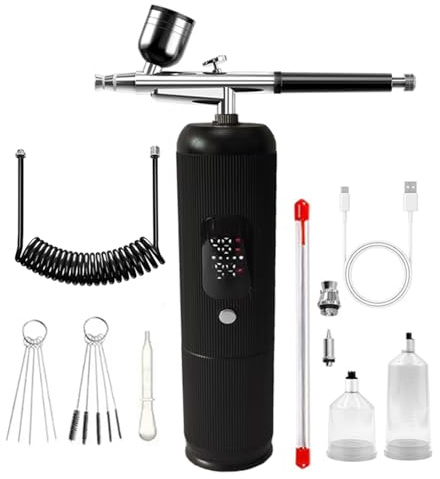 LGYAYARUN Portable Airbrush Kit with Compressor, 28/38/48psi Air Brush Guns for Painting, 6000 mAh Handheld Rechargeable Airbrush for Nails, Painting, Model, Nail, Makeup Air Brush Kit