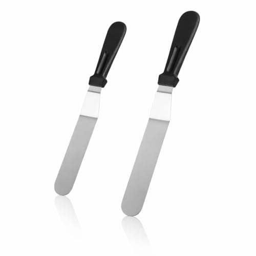 2 Stück Glasurspatel, Winkelpalette 15 cm & 20 cm, Tortenspachtel Winkelpalette für Torten, Streichpalette zum Glätten von Creme, Glasur & Sahne, Abgewinkeltes Malmesser für Kuchen Dekoration