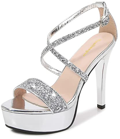 HHRFCS Högklackat Dam Sandaler Dam Skor Pole Dance Sandal Sommar Plattform Skor Dam Glitter Party Nattklubb Skor-guld,35