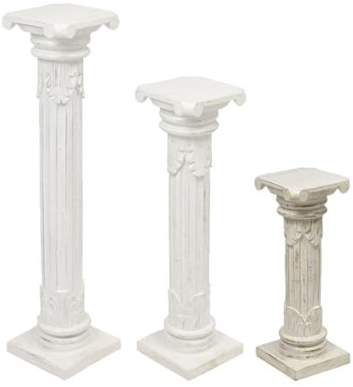 Oriental Galerie Säule Blumensäule Dekosäule Ständer Sockel Podest Blumenständer Holz Weiß/Whitewash 60 cm