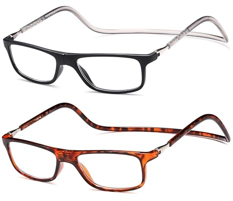 NEW VISION Gafas Presbicia Hombre 2 PACK, Gafas de Presbicia Cierre Imán, Longitud Ajustable, Gafas De Lectura para Hombre y Mujer, NV2904 (Mn, 1.5, x)