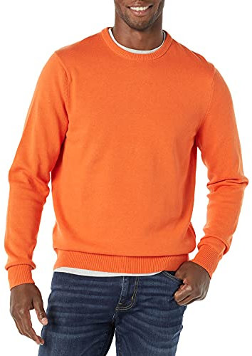 Amazon Essentials Herren Langärmliger Pullover Mit Rundhalsausschnitt, 100% Baumwolle, Erhältlich In Groß Und Schwer, Orange, M