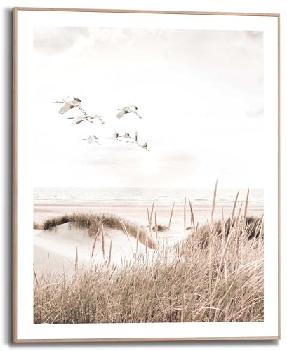 REINDERS Gerahmtes Bild, Kraniche, Wohnzimmer, Bilder, Wanddeko, Room Decor, MDF, Beige, 50 x 40