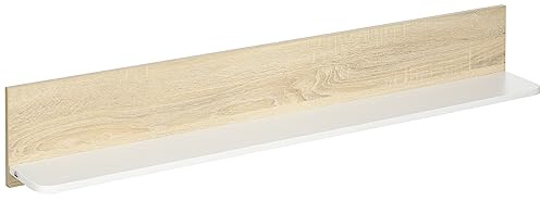 HOMCOM Estante Flotante Estantería de Pared de Madera Balda de Pared para Salón Dormitorio Pasillo Cocina Baño 120x15x20 cm Roble y Blanco