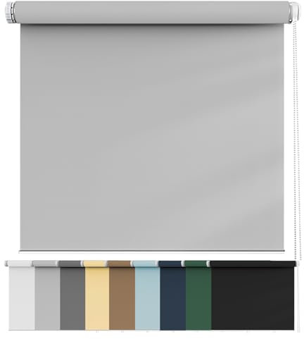 Aluminium-Jalousie 30 x 50 cm, Sichtschutz und Sonnenschutz Blickdicht, Sonnenschutz Verdunkelungsrollo, mit Aluminium-Schienen, für Fenster und Tür, Hellgrau