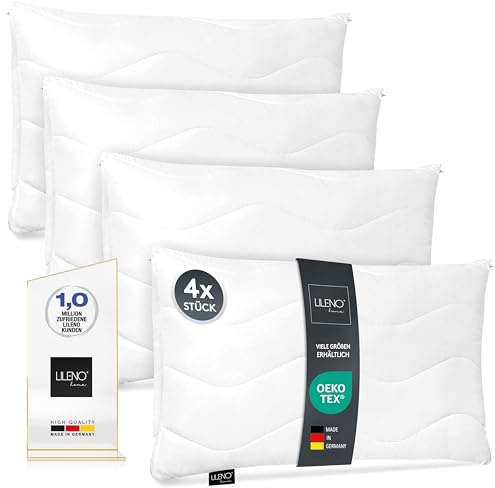 LILENO HOME Cuscini 30 x 40 cm (set da 4) – Lavabile a 95 °C, Oeko-Tex & Made in DE – Cuscino anallergico 30 x 40 cm adattabile per sonno celeste – Pillow lusinghiero e inodore