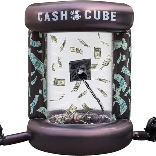 Booth Uppblåsbar Money Booth, 83 Uppblåsbar Cash Cube med två blåsare Snabbuppblåst Money Grab Machine for Business Reklam Event Promotion Events svart