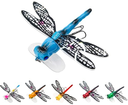 Proximitck Topwater Fishing Lures Insect Fishing Lures Dragonfly Fishing Lures Dragonfly Lure Fishing Bait with Hooks for Outdoor Fishing Tools (Dragonfly 6pcs)
