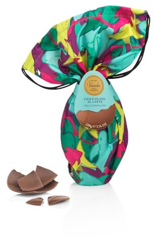 Venchi - Uovo di Cioccolato, Gusto Cioccolato al Latte, con Sorpesa e Zainetto per Bambini e Teen, Senza Glutine, 220 gr, Collezione Pasqua, Idea Regalo