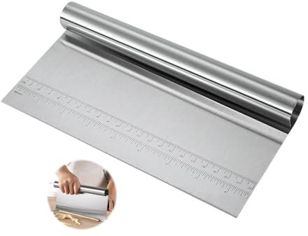 YZROHYI Spatola Taglia Impasto Pizza 22 X 11.5 cm,Tarocco per Impasti Acciaio Inox,Raschietto Cucina con Scala Graduata,Raschietto per Pasta,Raschiettos Tagliapasta,Raschiettos Pasticceria Grande