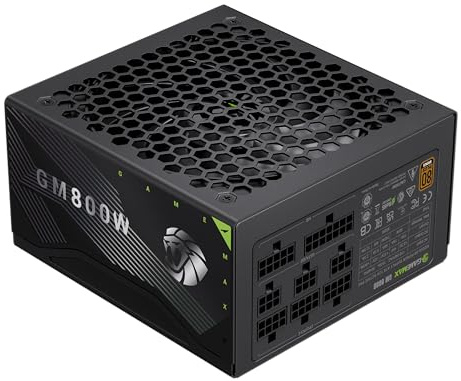 GAMEMAX GM 800B Netzteil PC 800 W, Vollmodular, 80 Plus Bronze, Active PFC & DC-to-DC, ATX Single 12V Rail, 140 mm Lüfter, Hochwertige Kondensatoren, 7 Schutzfunktionen, 5 Jahre Garantie, Schwarz