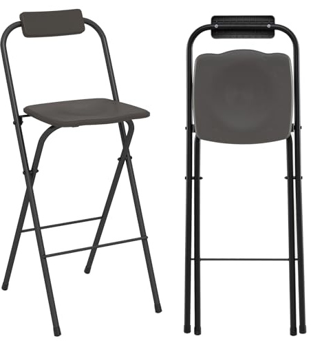 COSTWAY Barhocker Outdoor 2er Set, klappbare Barstühle mit Rückenlehne und Fußstütze, Tresenhocker bis zu 150 kg belastbar, Sitzhöhe 70 cm, Gartenstühle für Balkon, Garten, Terrasse (Grau)