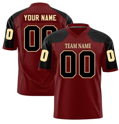 WEOPLKIN Maillot Personnalisé pour Adulte et Enfant, Oversize Maillot Football Personnalisé avec Nom Numéro L'équipe rouge