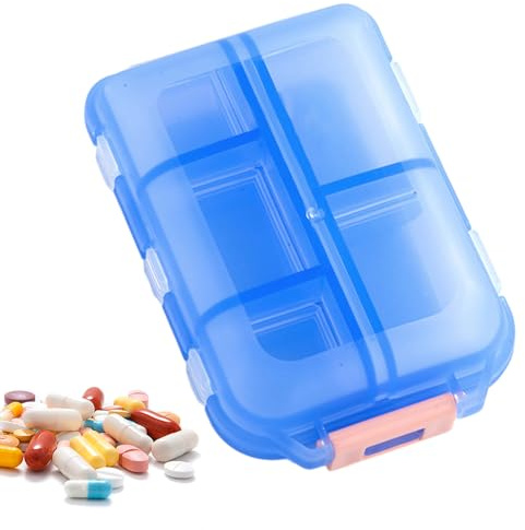 Veckopillbox – PP 9,6x6,4x3,1cm | Resepillask | Box Med 10 Fack | Pillask Med Ergonomiskt Låssystem För Organisering Av Mediciner, Och Dagliga Kosttillskott