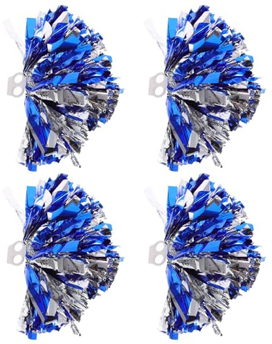 MAGICLULU 4 Pezzi Pompon da Cheerleader Anello in PE Colorati per Tifo Sportivo e Coreografie di Ballo – Oggetti di Scena Portatili per Performance di Cheerleading