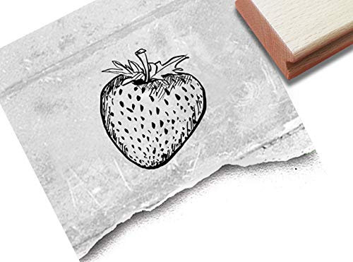 Stempel Motivstempel Erdbeere - Bildstempel für Karten Basteln Schilder Etiketten Tischdeko Scrapbook Garten Küche Geschenk Geburtstag - zAcheR-fineT