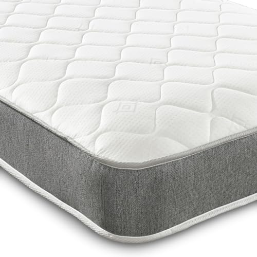 eXtreme comfort ltd Grey Cooltouch Essentials 3ft Single Mattress (90 x 190cm) 18cm Deep Bonnell Open Coil Spring with Foam Comfort Layer - Soft Comfort. UK Made, Rolled & Boxed