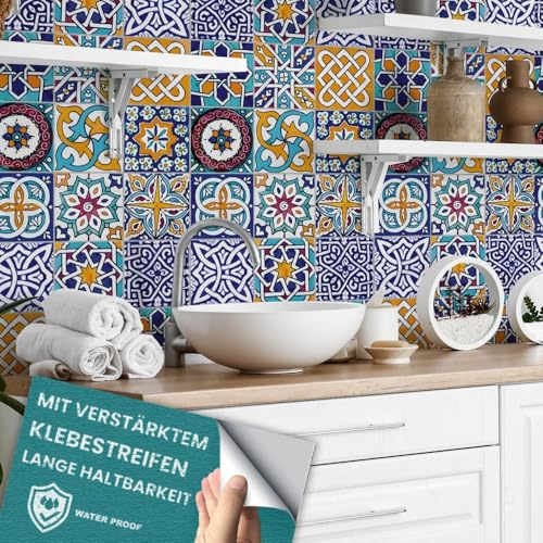 RE-COVERTILES - Pegatinas Azulejos Cocina y Baño Stickers de PVC Impermeables Antiarañazos Decoración de Pared Baldosas Peel and Stick - Modelo 10 Pzas 20x20 cm PS00033 Made in Italy