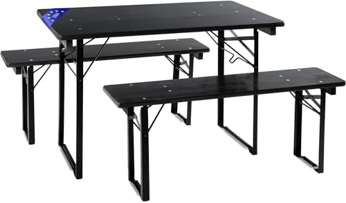 Stagecaptain BBEU-110GY Hirschgarten Bierzeltgarnitur für Balkon - Kurze Version mit 110 cm Länge - Klappbare Festzeltgarnitur 5X Tisch 10x Bank - Sitzgarnitur aus Holz - Innen & Außenbereich - Grau