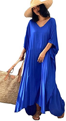 LikeJump Femmes Boho Kaftan Robe de Plage Cover Ups Maillots de Bain Kimono Maxi Tops
