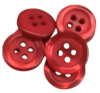 BOTIBOTON - 50 Botones imitación nacar - 5 medidas y 11 colores a escoger - con 4 agujeros de 2 mm - Fabricado y Enviado desde España - color Rojo, medida 12 mm)