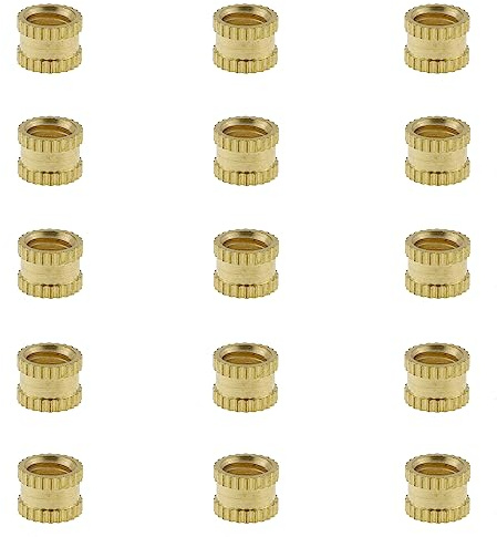 1/4 Inch Knurled Insert Nut DGZZI 15PCS 1/4-20 6mm (H) x 8mm (OD) Brass Female Knurled Thru-Threaded Insert Embedment Nuts for Printing 3D Printer and More Projects, Thread Brass Knurled Nuts