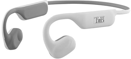 T’NB - Ecouteurs Bluetooth sans Fil Supra-auriculaire, Casque Conduction Osseuse, Design avec Contrôle Tactile et Boitier De Charge- Blanc