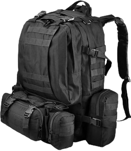 aiGear 55L Taktischer Rucksack/Militär Rucksack | Wasserdichter Große Kapazität | für Männer Frauen Outdoor Sport Trekking Wandern Reise Camping (Schwarz)