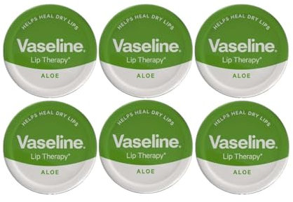 MM Vaseline Lip Therapy Aloe Vera 20g – Pack of 6 | Soothing Lip Balm for Dry & Chapped Lips | Hydrating & Cooling Formula | Pocket-Sized Lip Care + Free Skincare Sample