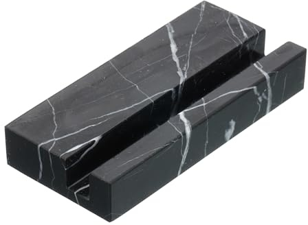PATIKIL Business Card Holder for Desk, Marble Business Card Holders Stone Card Stand Organizer Cards Display for Office Exhibition, Black