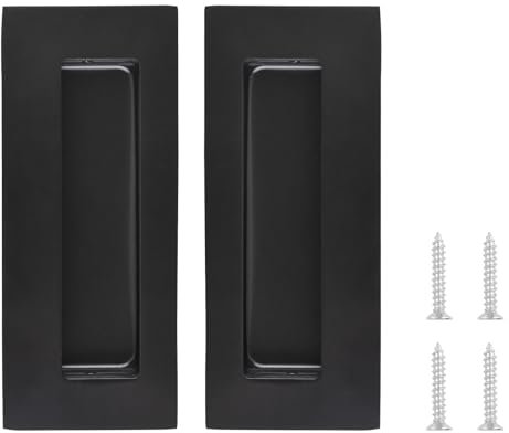 MOROBOR Paquete de 2 tiradores de puerta corrediza empotrada de color negro, tiradores de dedo empotrados de 4.7 pulgadas de longitud, tiradores de puerta corredera para cajones de gabinete, cajones