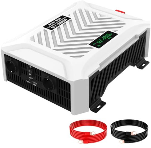 DATOUBOSS Inverter Onda Sinusoidale Pura 3000W/6000W Power Inverter Convertitore DC 12V a AC 220V 230V con LCD Display & 2 presa AC 1 USB 1 Type-c, Trasformatore per Batteria Auto Camion Camper