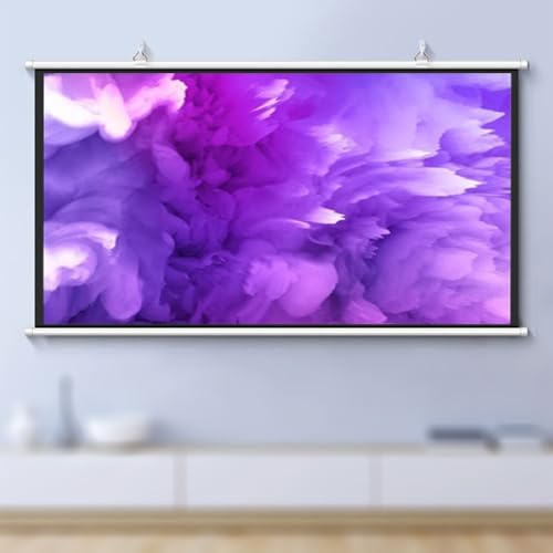 HVENNUXXG 30 40 50 60 72 Manual Pull Down Projector Screen Home Theater Projection Screen 4K HD Movie Screen, Anti-Crease, Easy Roll Up(50 Inch (16:9))
