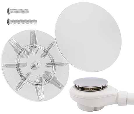 Lock för duschavlopp, Ø 115 mm, passar till många avloppssatser i dusch, badkar, med M4x18- och M4x25-skruv, duschavloppslock, duschavloppslock, förkromat ABS-lock