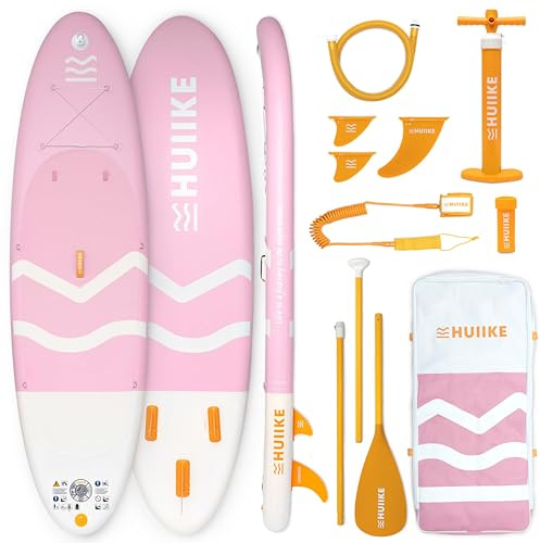 HUIIKE Tabla Paddle Surf Hinchable con Accesorios Incluidos, Remo, Quillas, Inflador. Stand Up Paddle Board Gran Estabilidad y Resistencia. Convertible en Kayak 305-365 cm, Soporta 130-170 kg