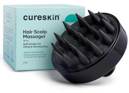 Cureskin Head Massager with Medical-Grade Silicone Bristles | Hair Massager for Hair Growth | Scalp Massager Shampoo Hair Brush, Exfoliating, Oil Massage, Anti-Dandruff